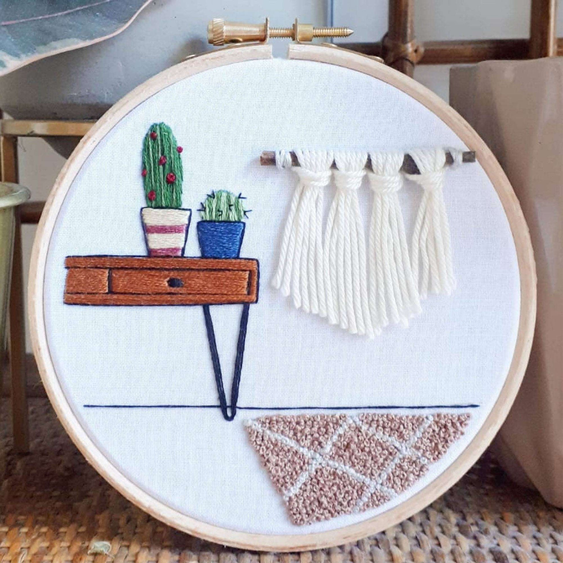 Free Anchor Embroidery Hand Embroidered Macrame Scene Pattern