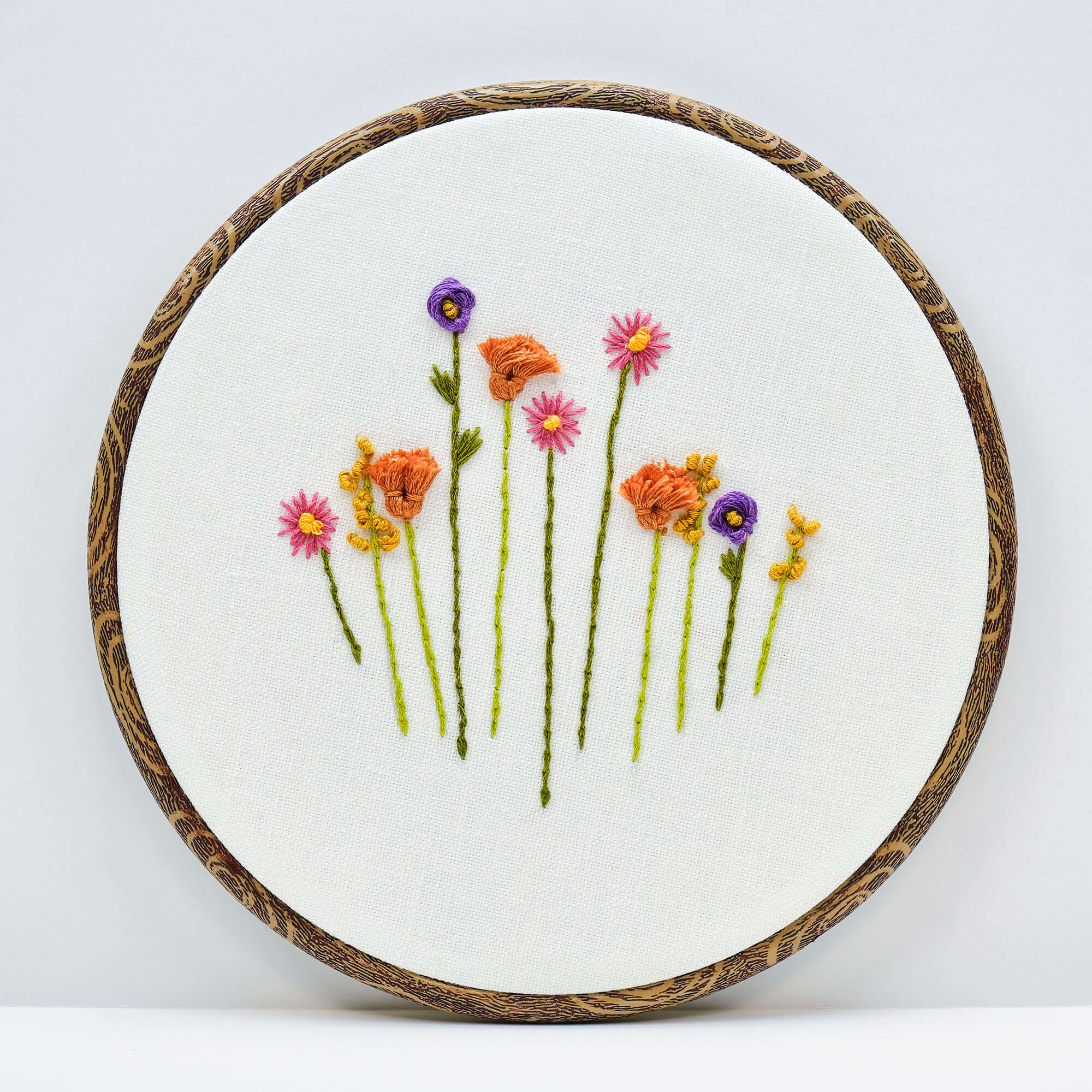 Poppy Flower Hand Embroidery Pattern Design