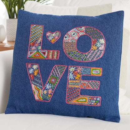 Anchor Embroidery Hand Embroidered Love Pillow Embroidery Pillow made in Anchor Tapestry Wool yarn