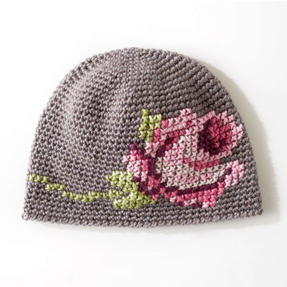 Bernat Coming Up Roses Hat Crochet Hat made in Bernat Satin yarn
