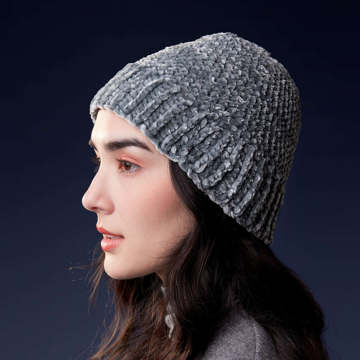 Crochet Hat made in Bernat Velvet yarn