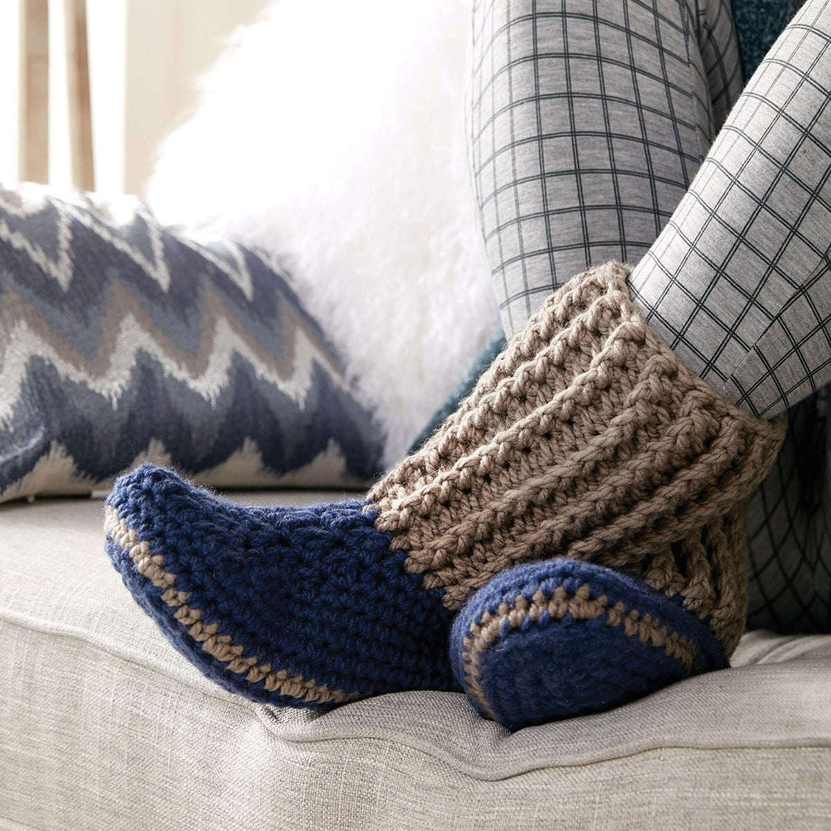 Crochet Slipper made in Bernat Softee Chunky yarn