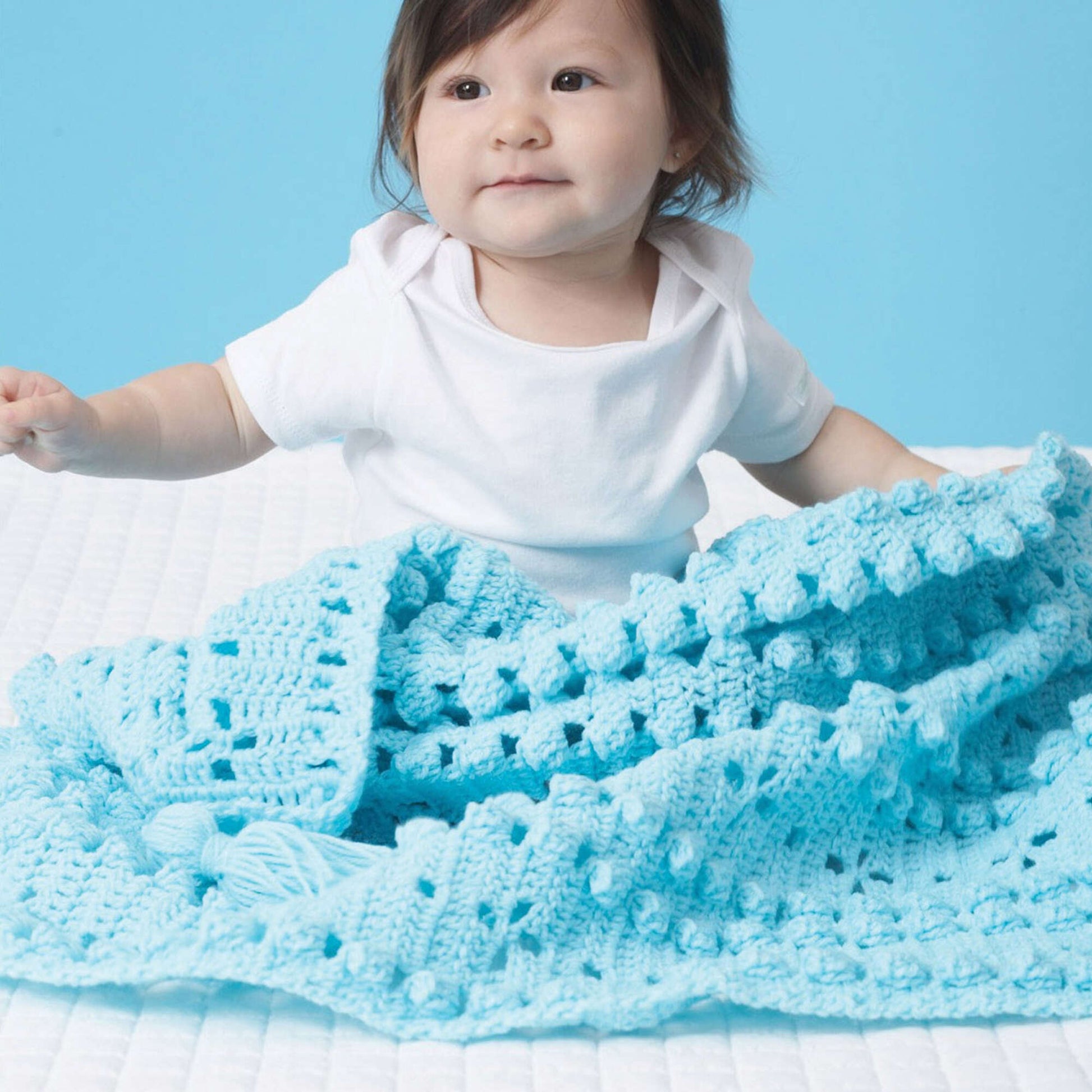 Free Bernat Textured Grid Baby Crochet Blanket Pattern