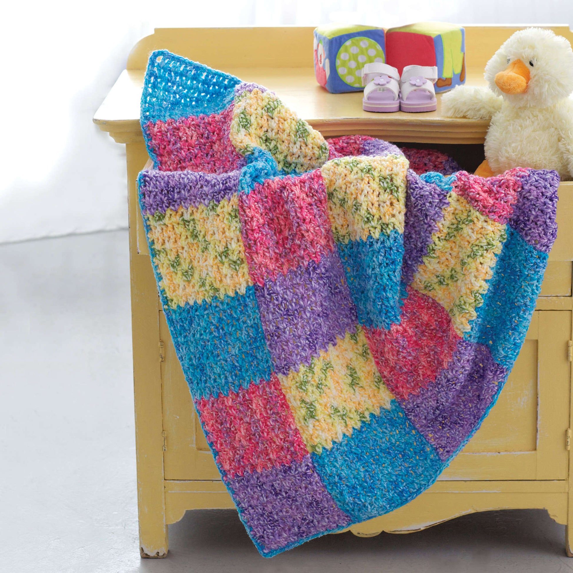 Free Bernat Color Block Panels Crochet Blanket Pattern