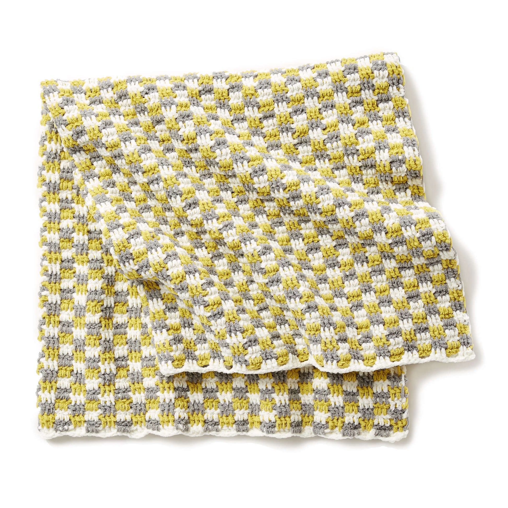Free Bernat Checker Crochet Baby Blanket Pattern