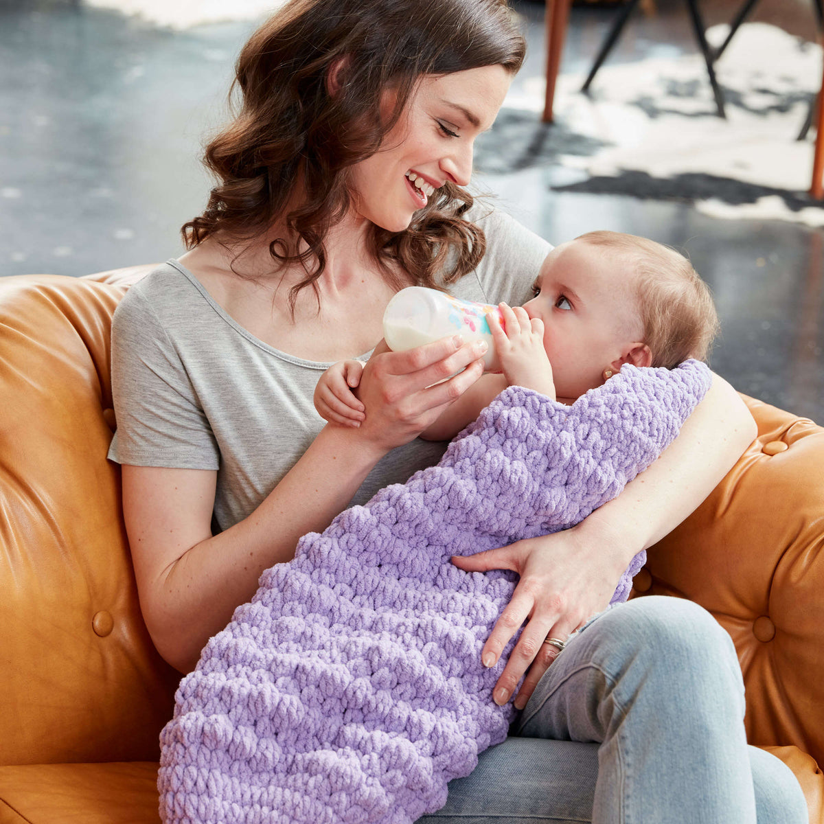 Crochet Blanket made in Bernat Baby Blanket yarn