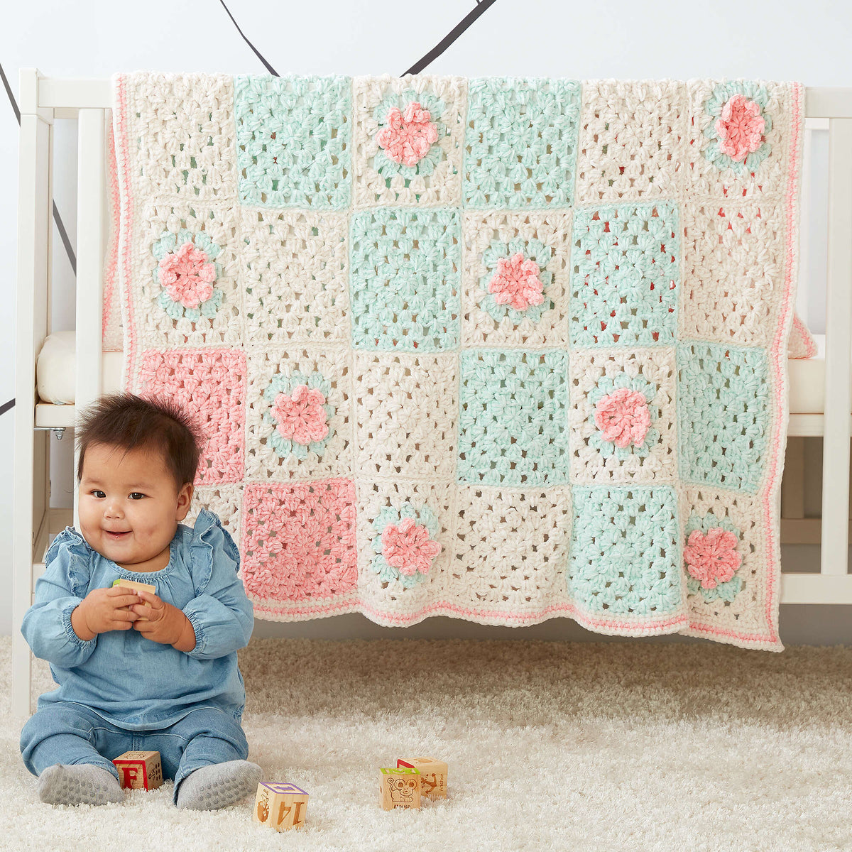 Crochet Blanket made in Bernat Baby Velvet yarn