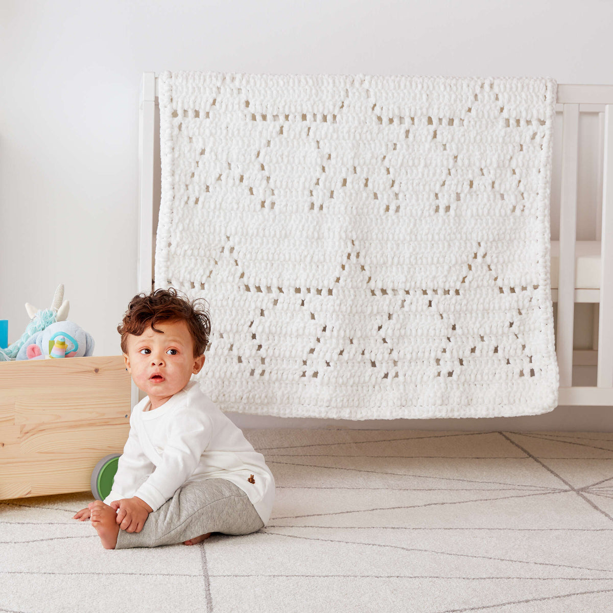 Crochet Blanket made in Bernat Baby Blanket yarn