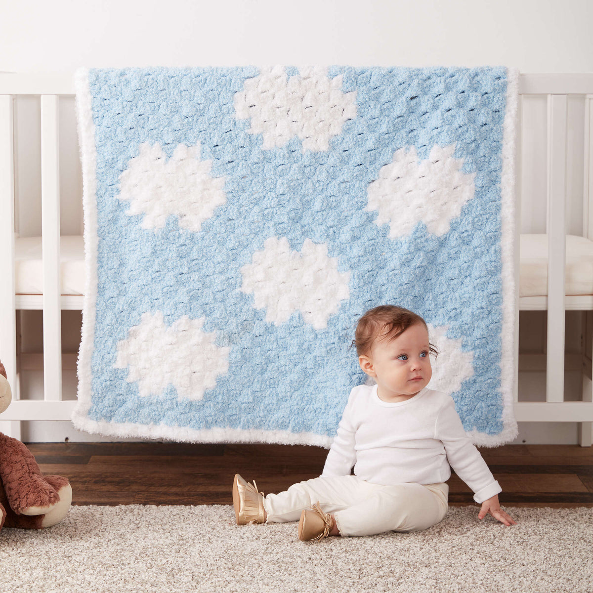 Crochet Blanket made in Bernat Pipsqueak yarn