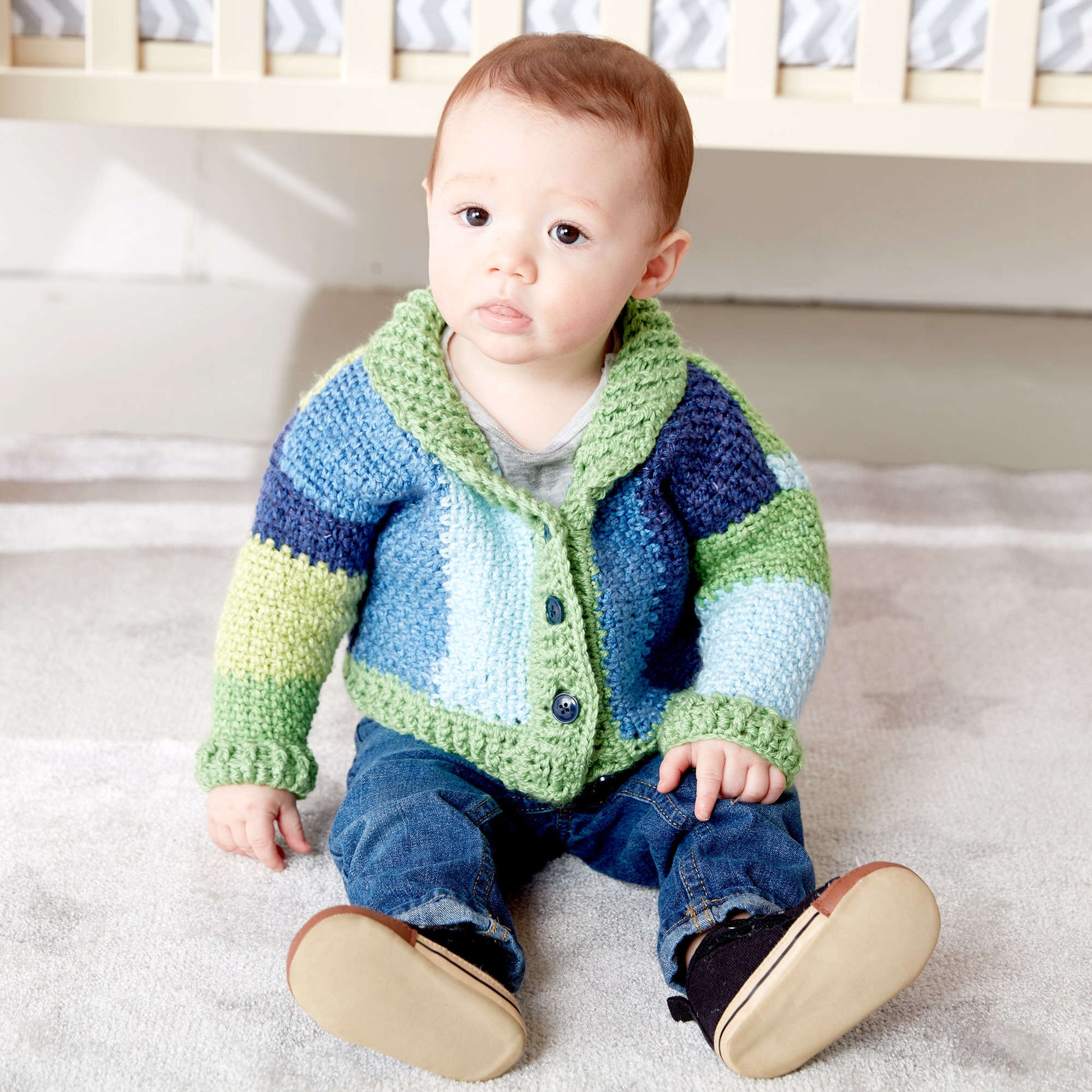 Free Bernat Shawl Collar Baby Crochet Cardigan Pattern