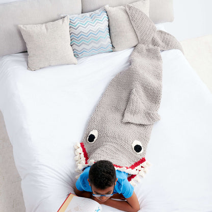 Bernat Fin-tastic Shark Snuggle Sack Crochet Crochet Blanket made in Bernat Blanket yarn