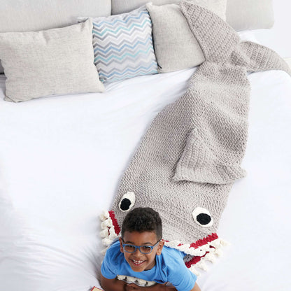 Bernat Fin-tastic Shark Snuggle Sack Crochet Crochet Blanket made in Bernat Blanket yarn