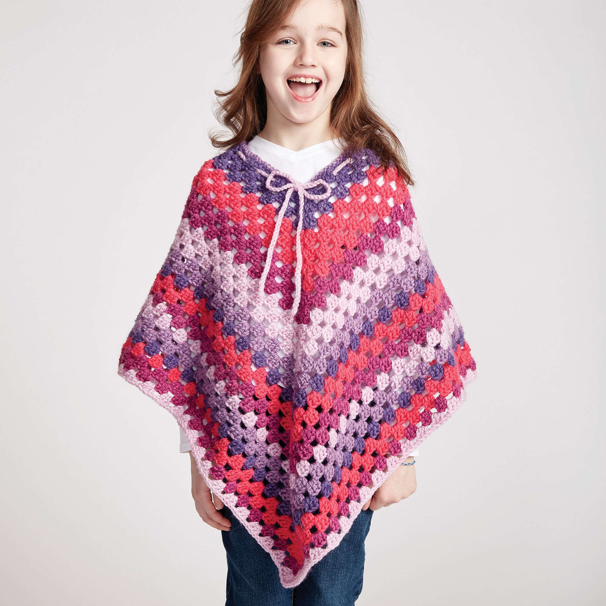 Free Bernat Girl's Crochet Poncho Pattern