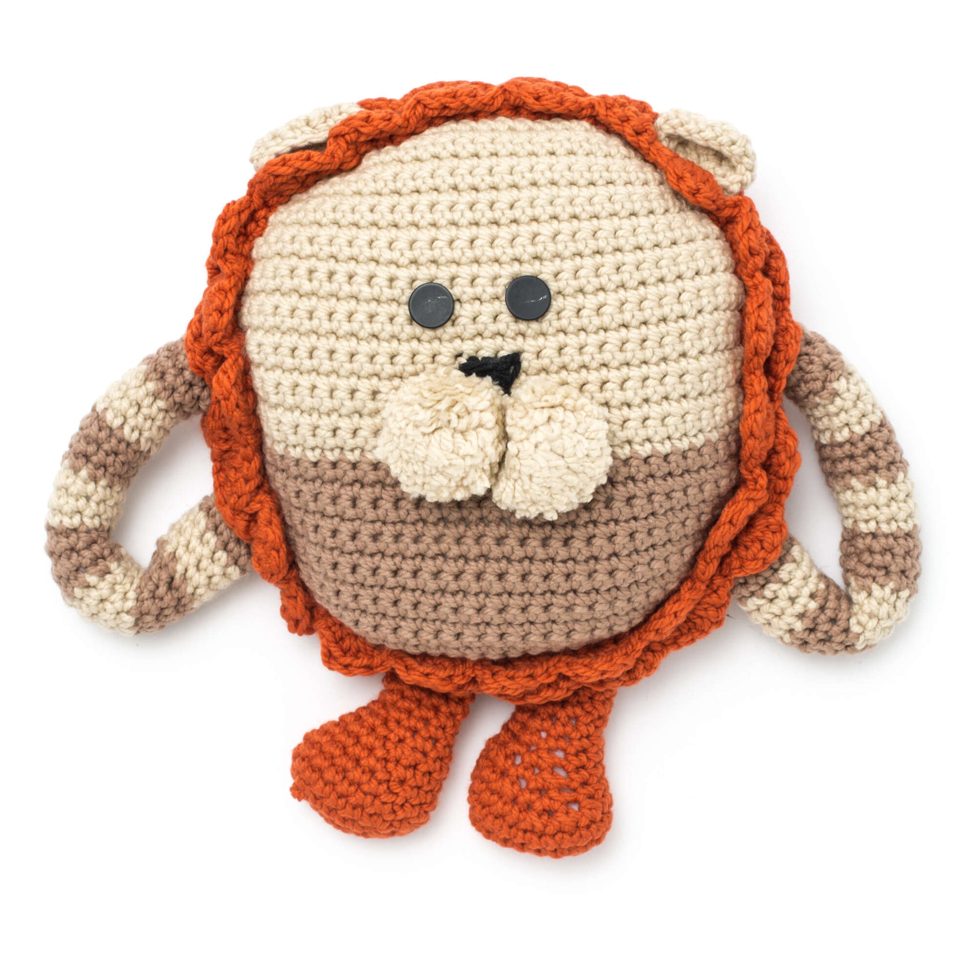 Free Bernat Huggable Lion Pillow Crochet Pattern