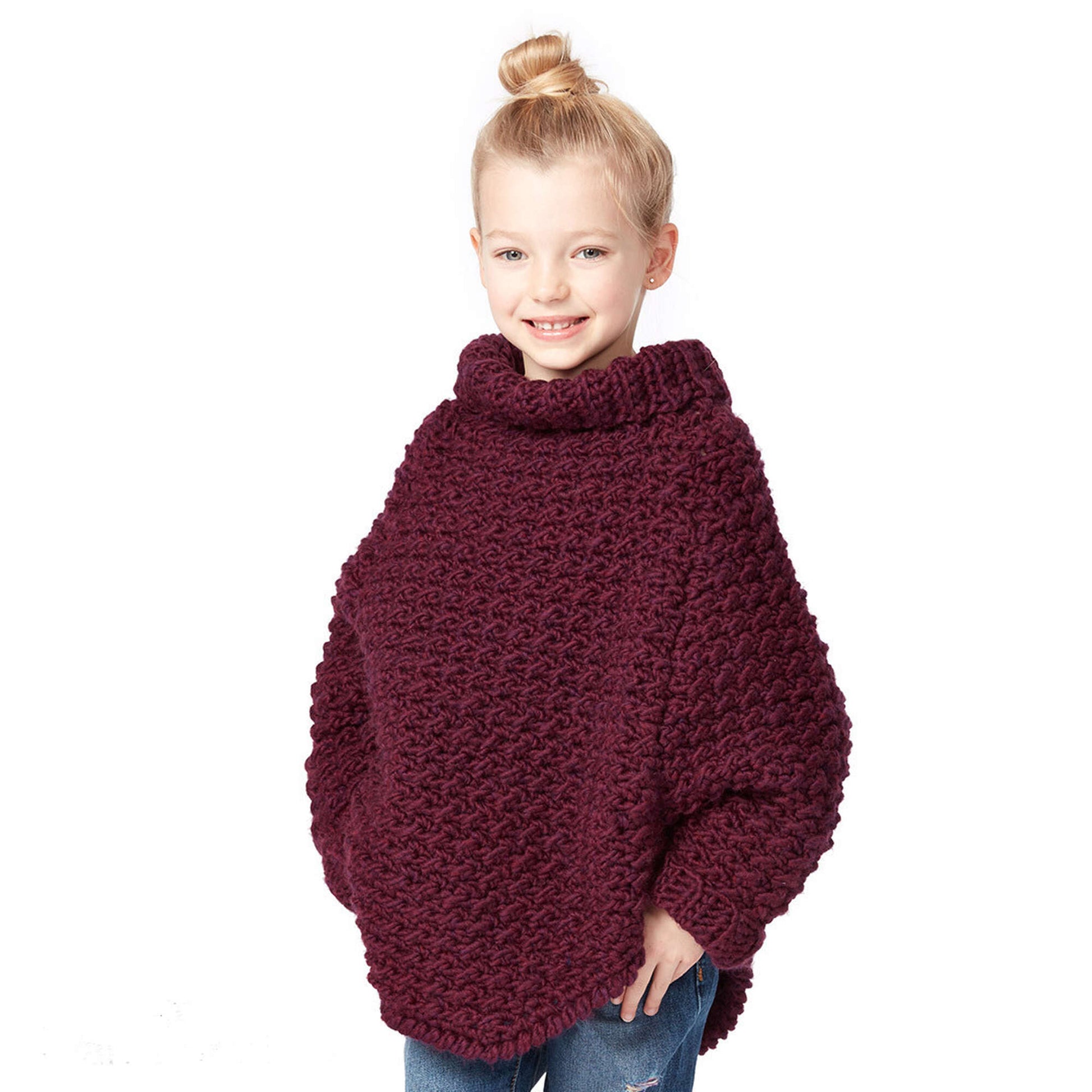 Free Bernat Kids Curvy Crochet Cowl Pullover Pattern