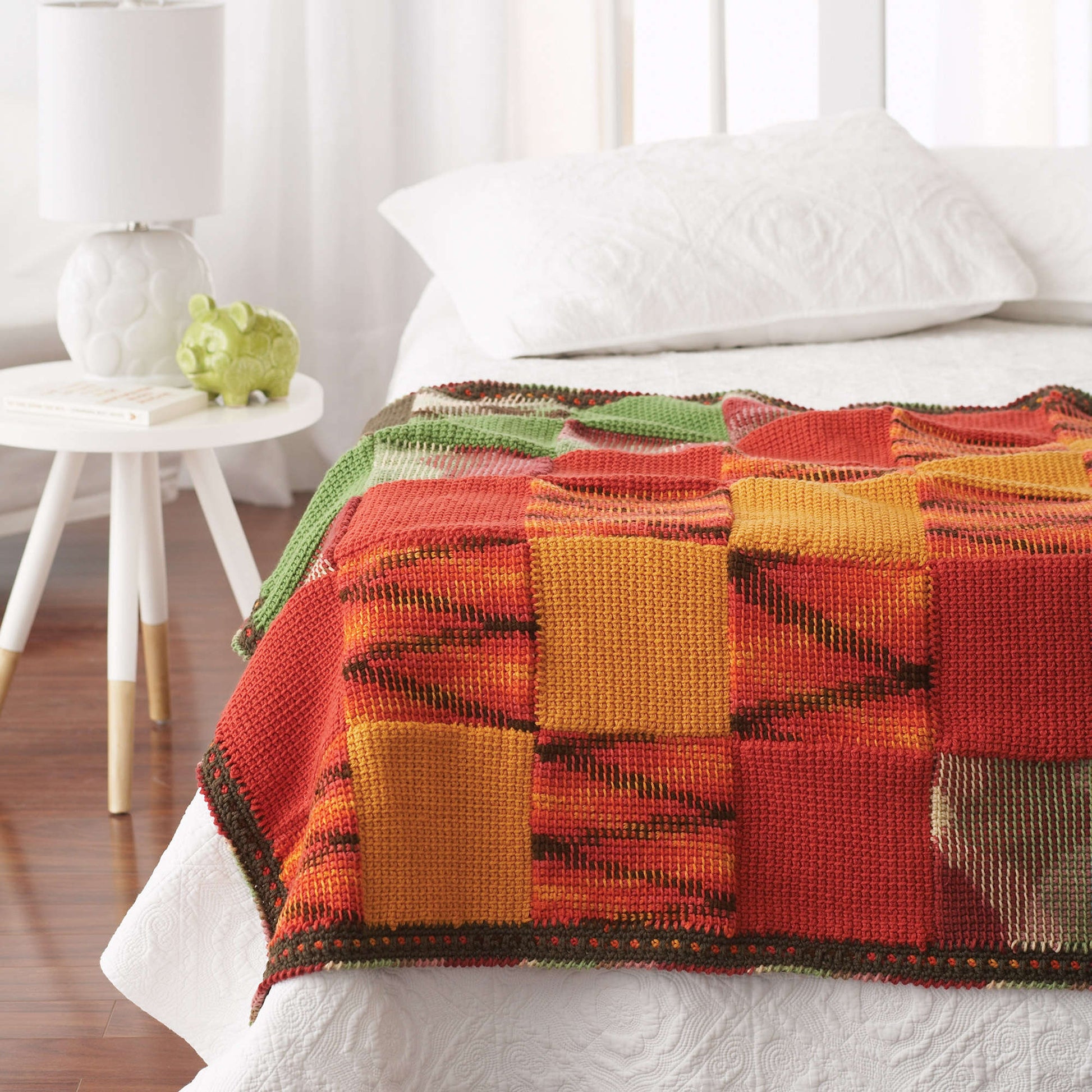 Free Bernat Woven Blocks Crochet Blanket Pattern