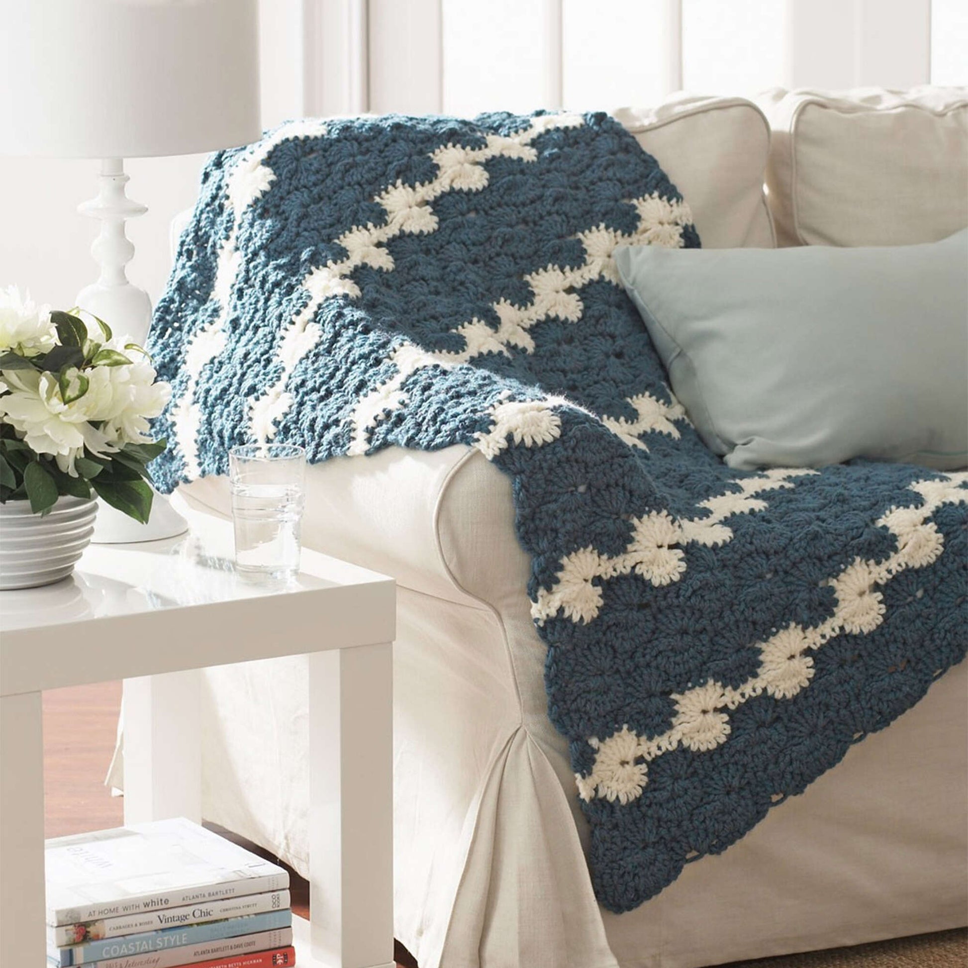 Free Bernat Gentle Waves Lap Crochet Blanket Pattern