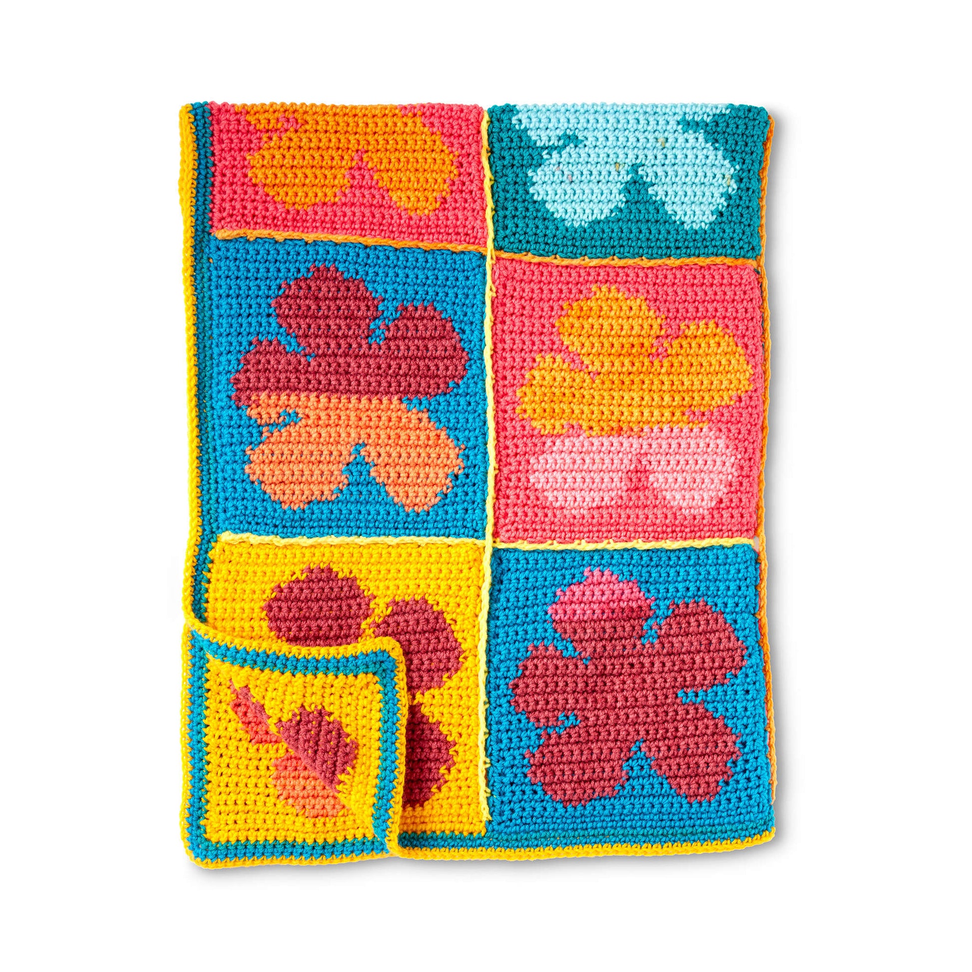 Free Bernat Pop Art Flowers Crochet Blanket Pattern