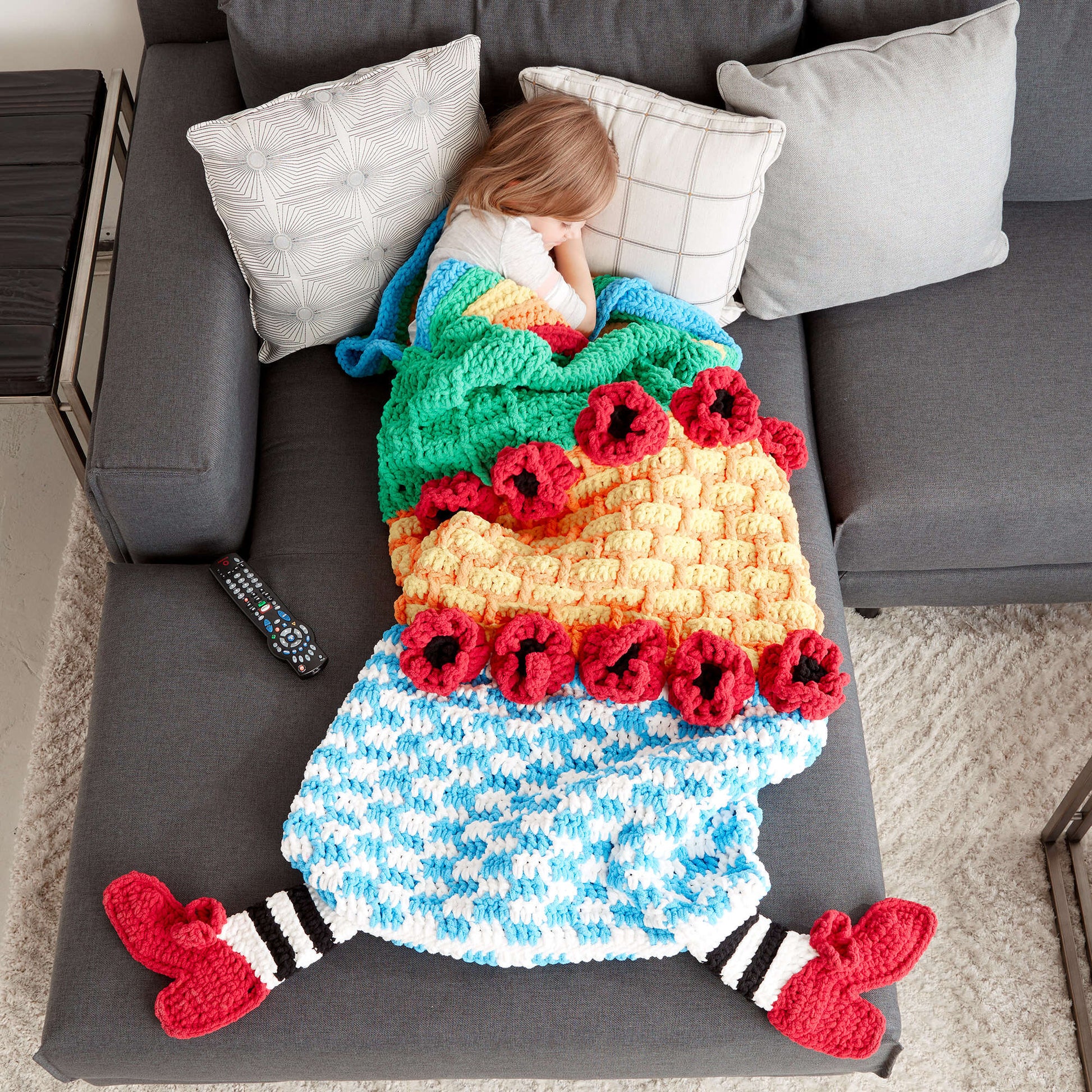 Free Bernat Over The Rainbow Crochet Snuggle Sack Pattern