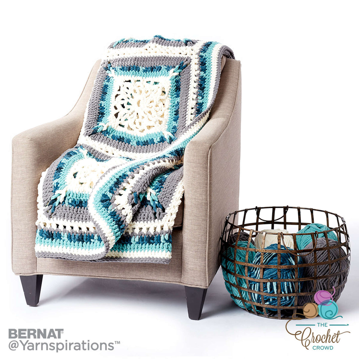Crochet Blanket made in Bernat Blanket yarn