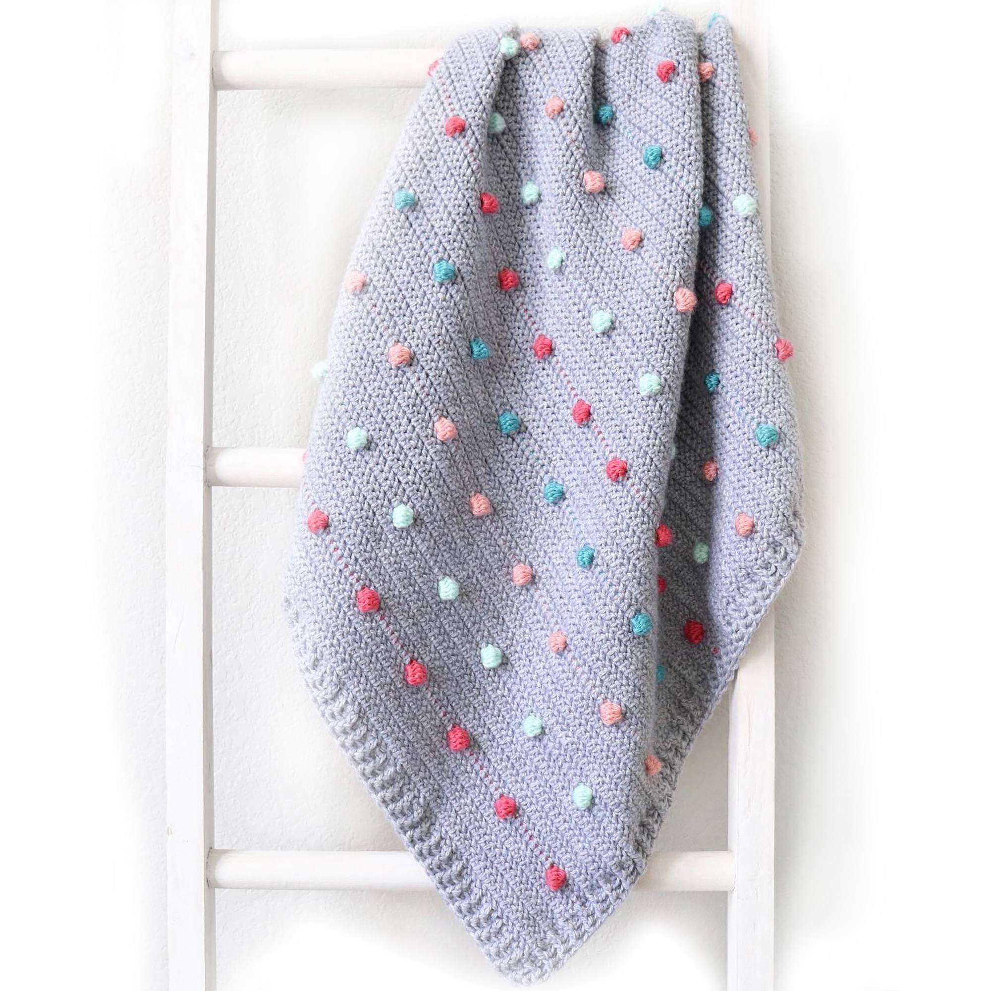 Free Easy Bernat Colorful Polka Dots Baby Blanket Crochet Pattern