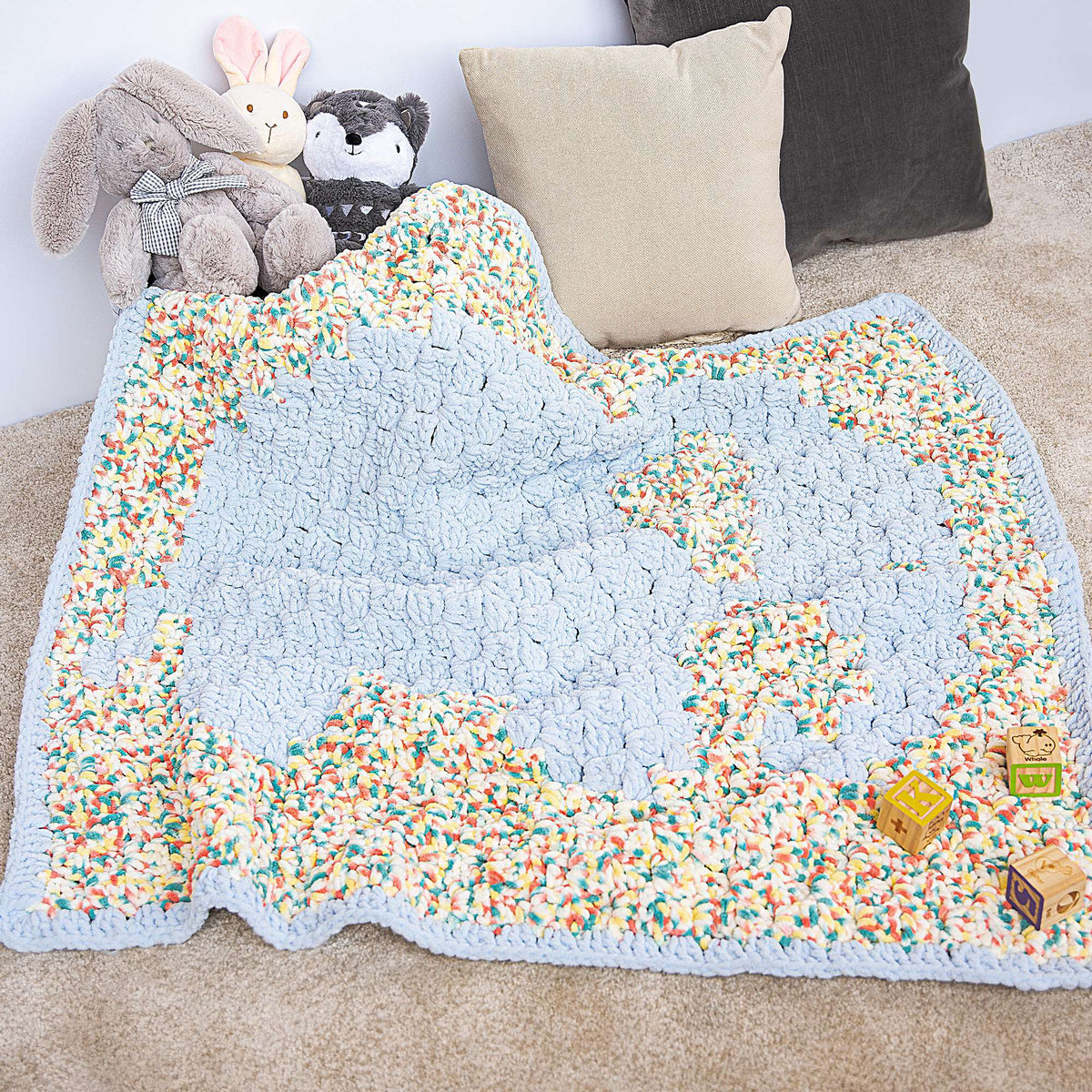 Crochet Blanket made in Bernat Baby Blanket yarn