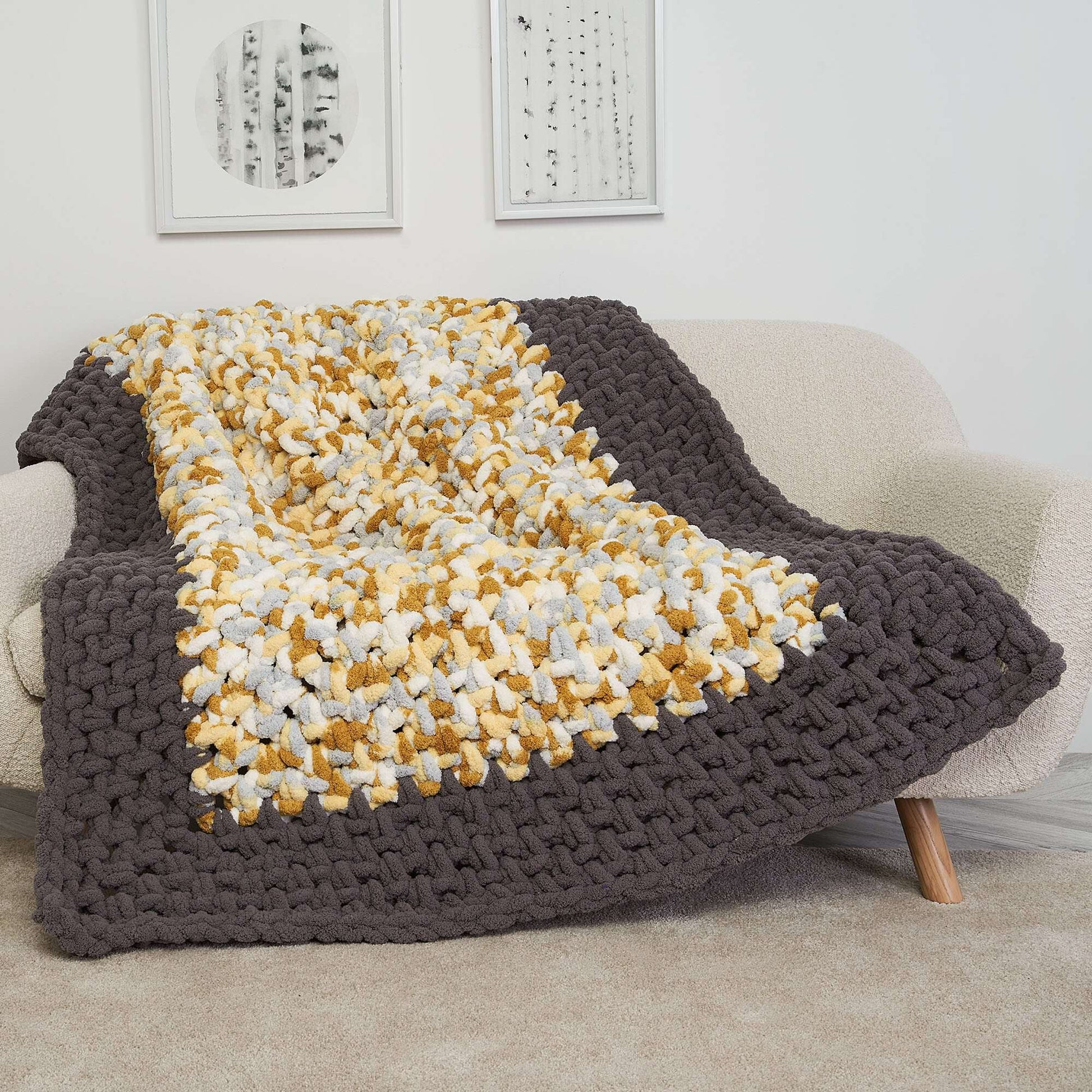 Free Bernat Center Outwards Crochet Blanket Pattern