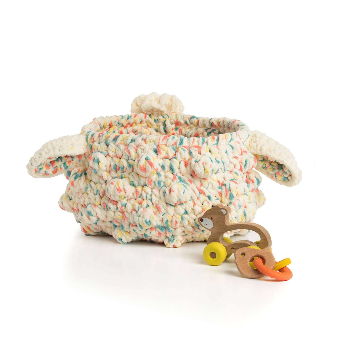 Crochet Basket made in Bernat Blanket Confetti yarn