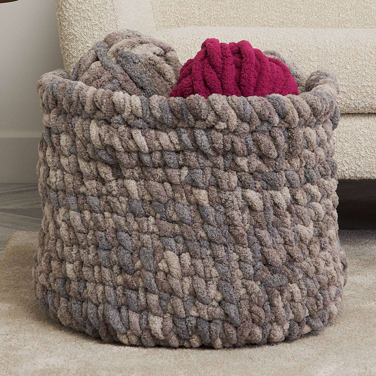 Crochet Basket made in Bernat Blanket Extra Thick yarn