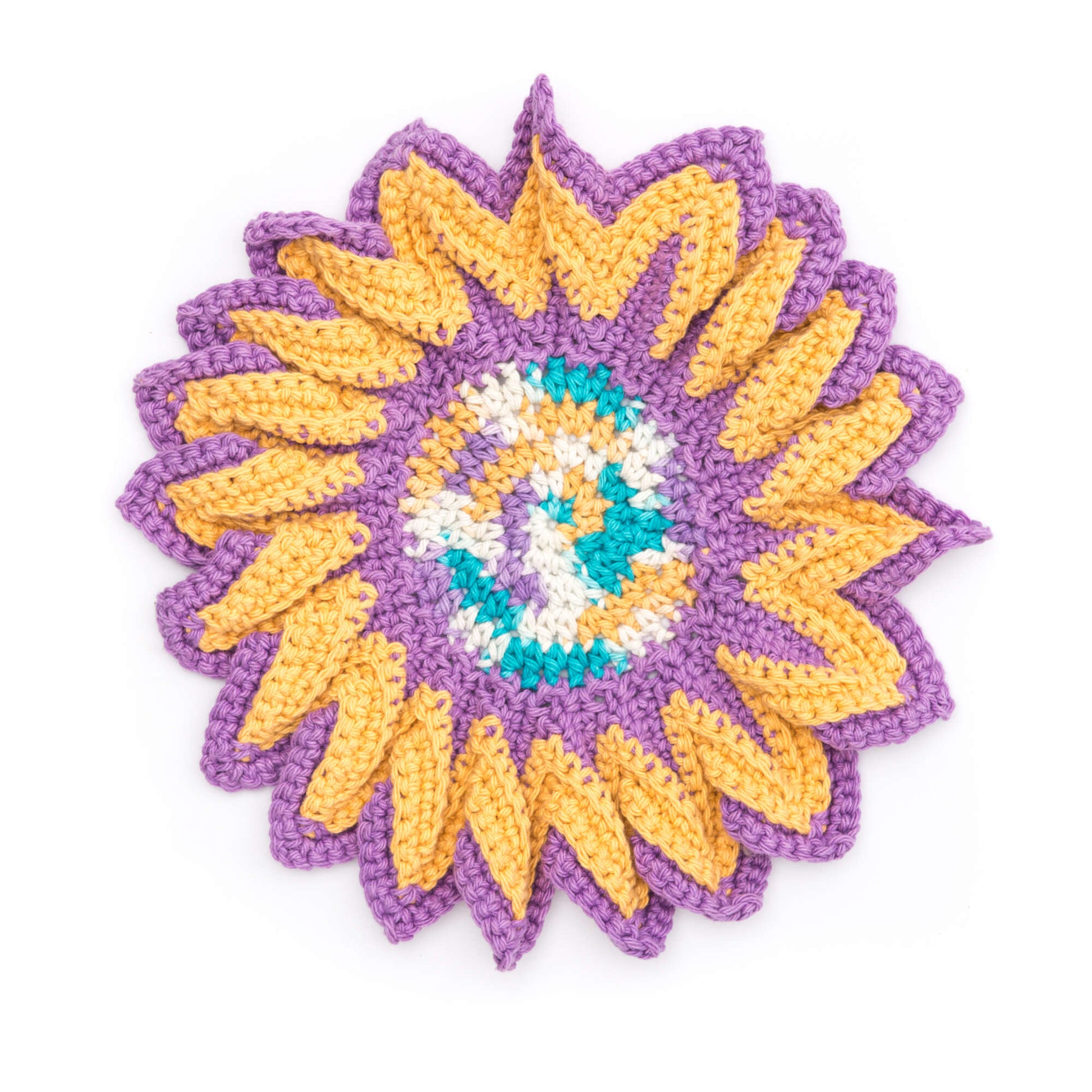 Free Bernat Plum Blossom Dishcloth Crochet Pattern