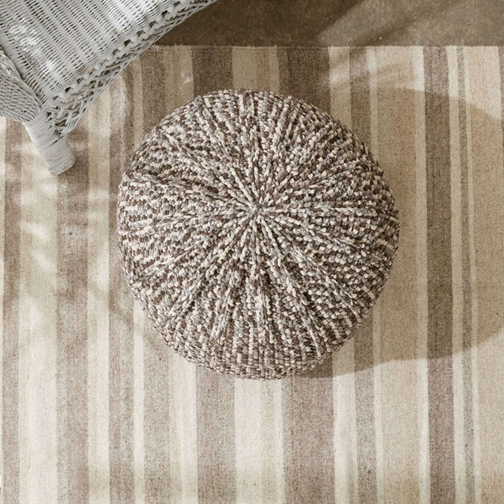 Free Bernat Wheel Spokes Crochet Pouf Pattern