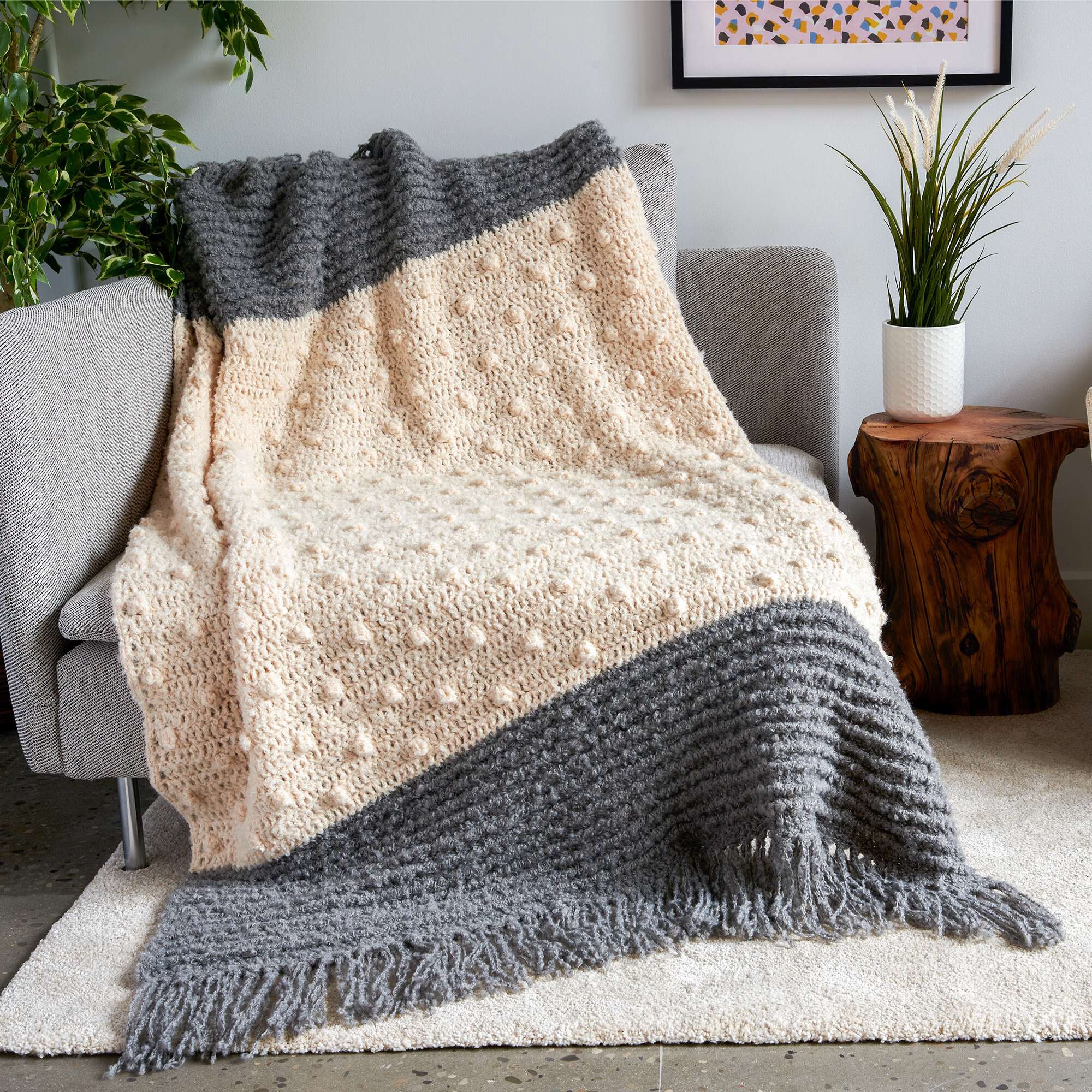 Free Bernat Bobble Pop Blanket & Pillow Crochet Pattern Yarnspirations