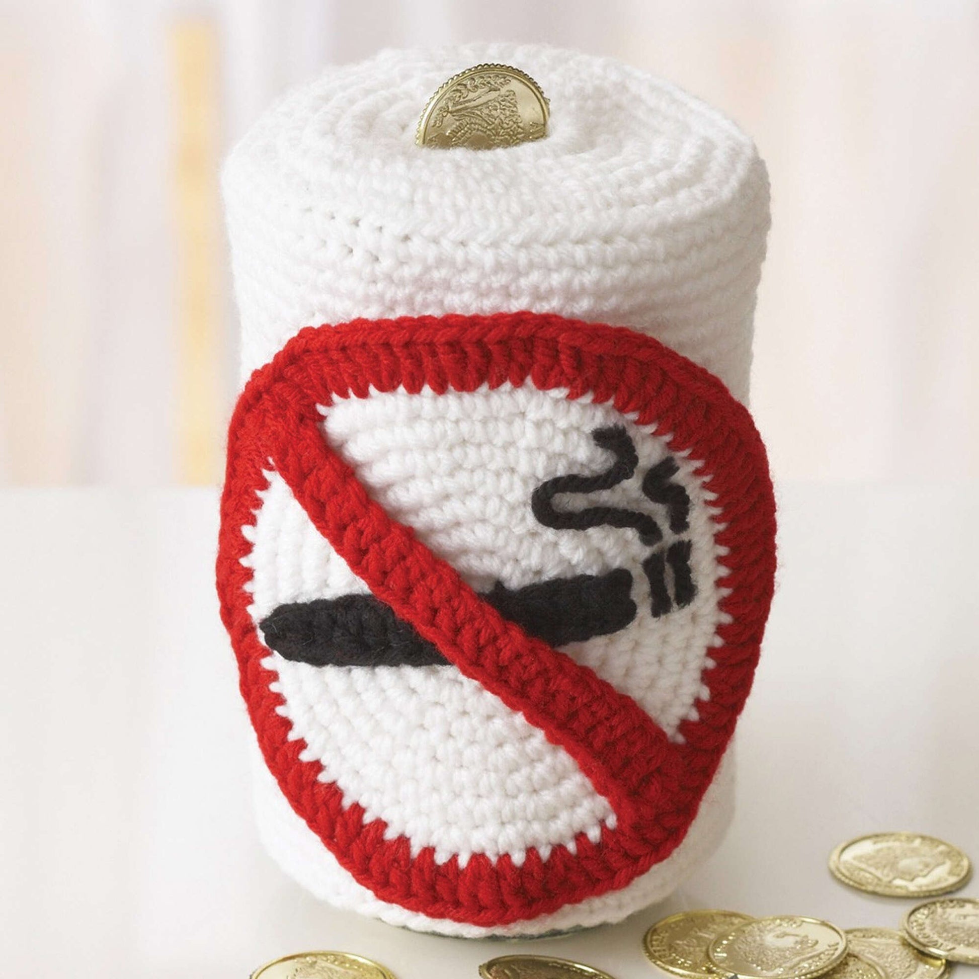 Free Bernat Quit Smoking/Swearing Jar Cozies Crochet Pattern
