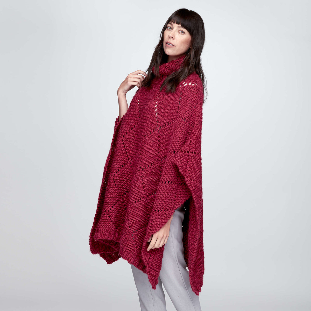 Knit Poncho made in Bernat Roving yarn
