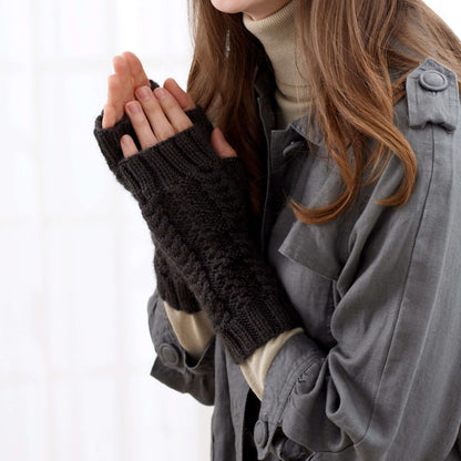 Bernat Fingerless Gloves Knit Knit Mitten made in Bernat Satin yarn