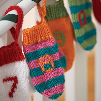 Bernat Advent Mini Mittens Knit Knit Holiday made in Bernat Satin yarn