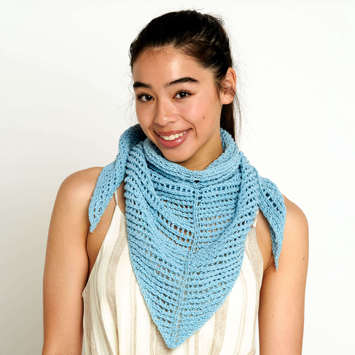 Knit Shawl made in Bernat Softee Cotton yarn