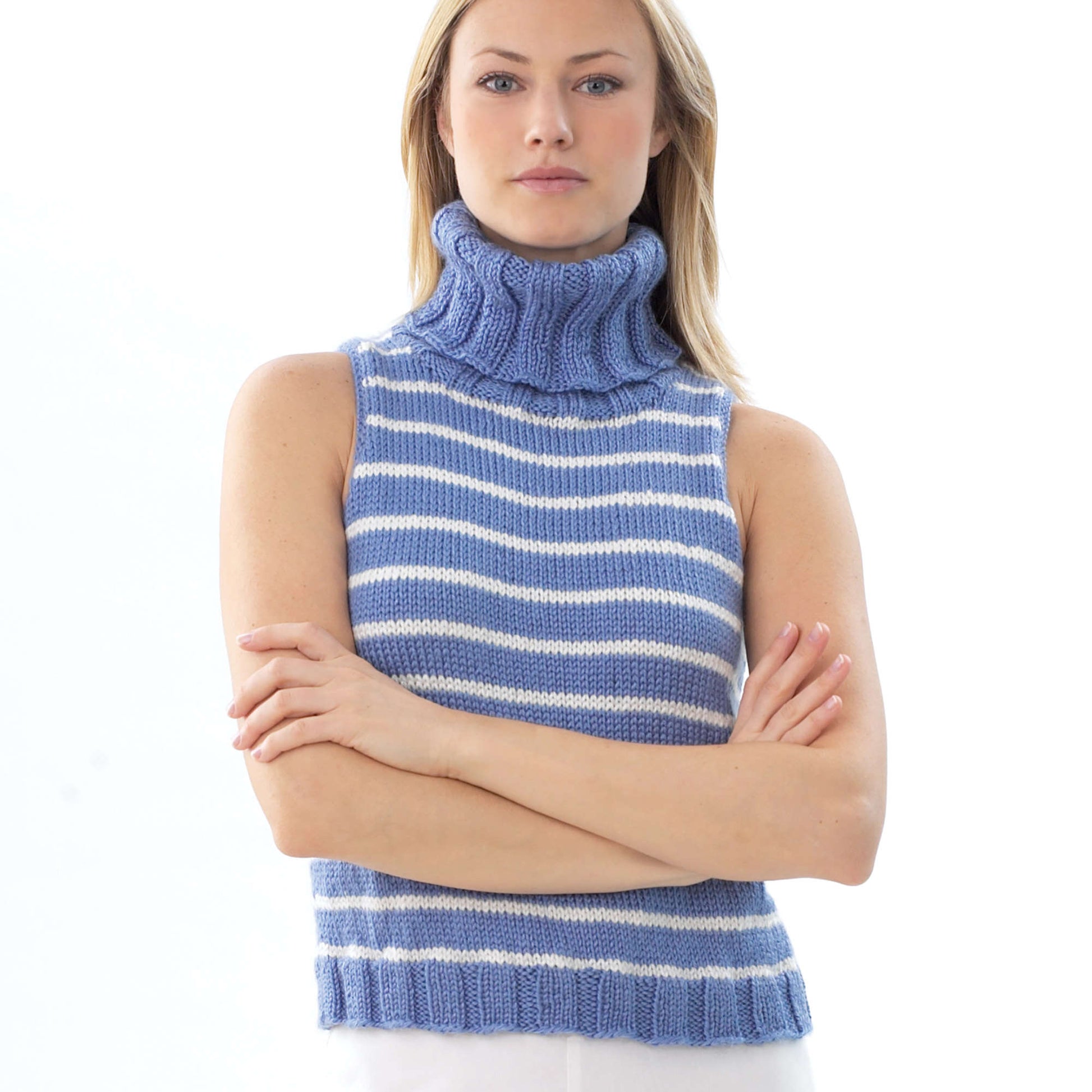 Free Bernat Knit Stripe Sleeveless Pullover Pattern