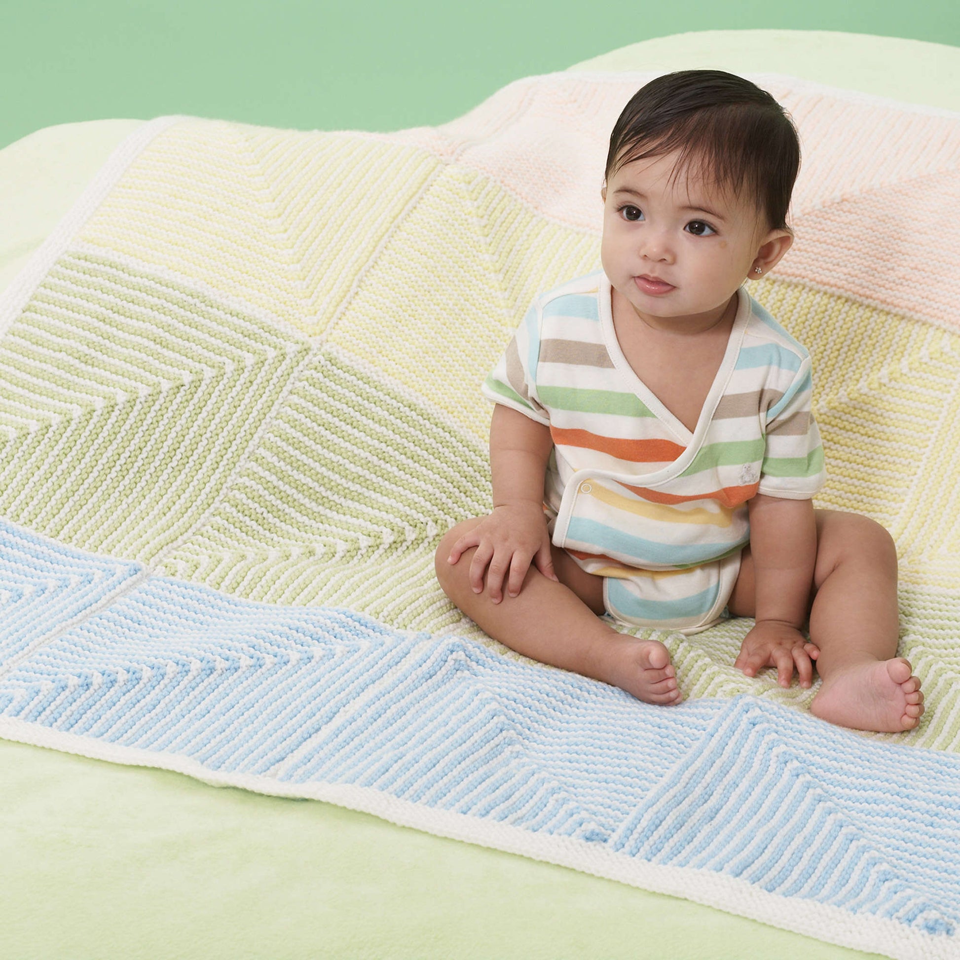 Free Bernat Pastel Stripe Knit Baby Blanket Pattern