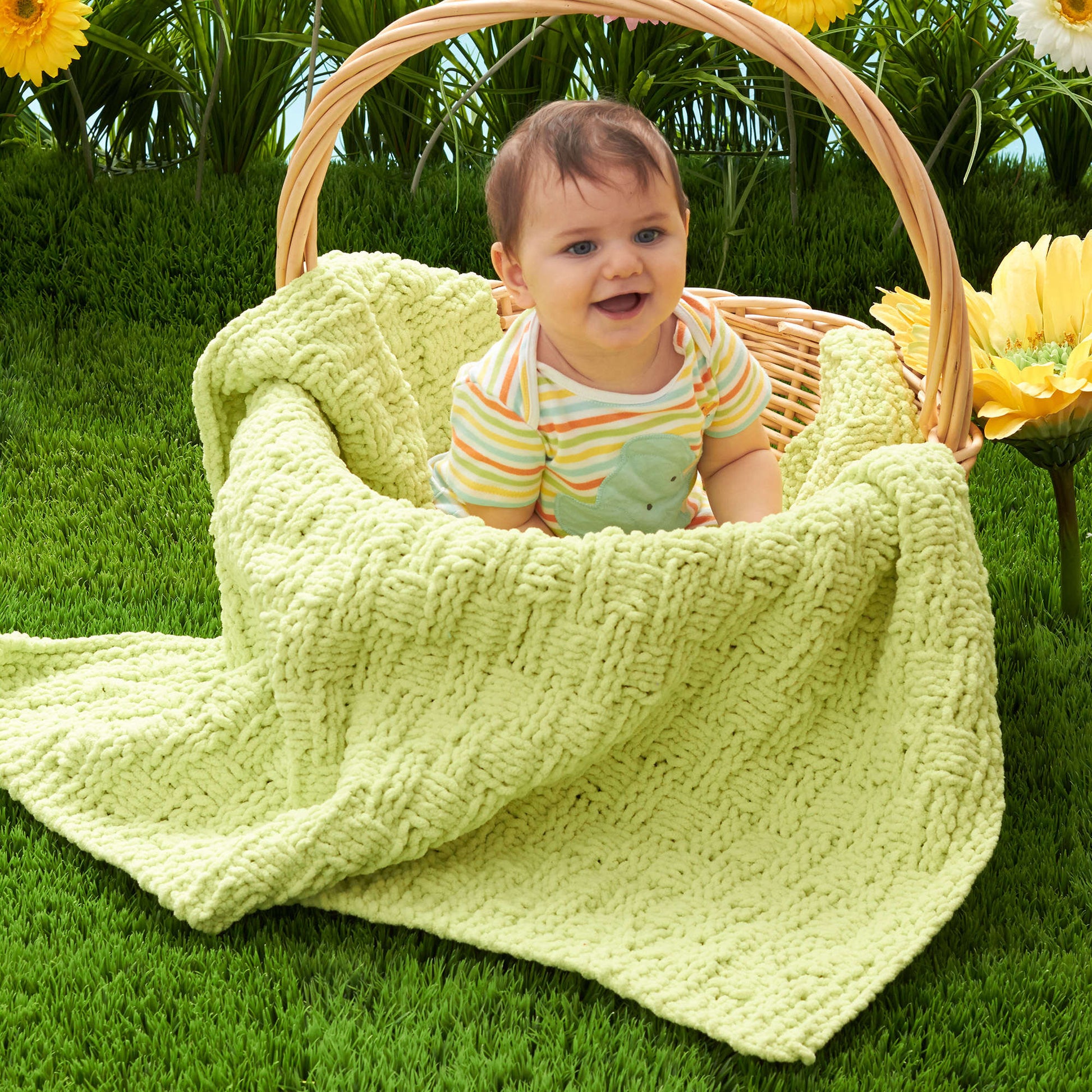 Free Bernat Basketweave Knit Baby Blanket Pattern