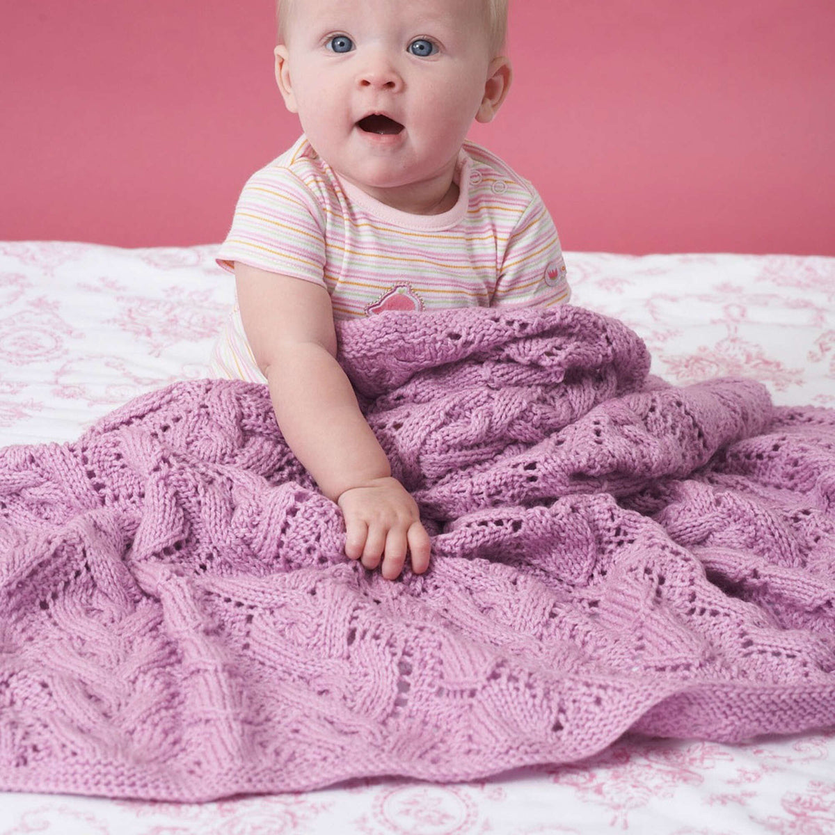 Knit Blanket made in Bernat Baby Sport yarn