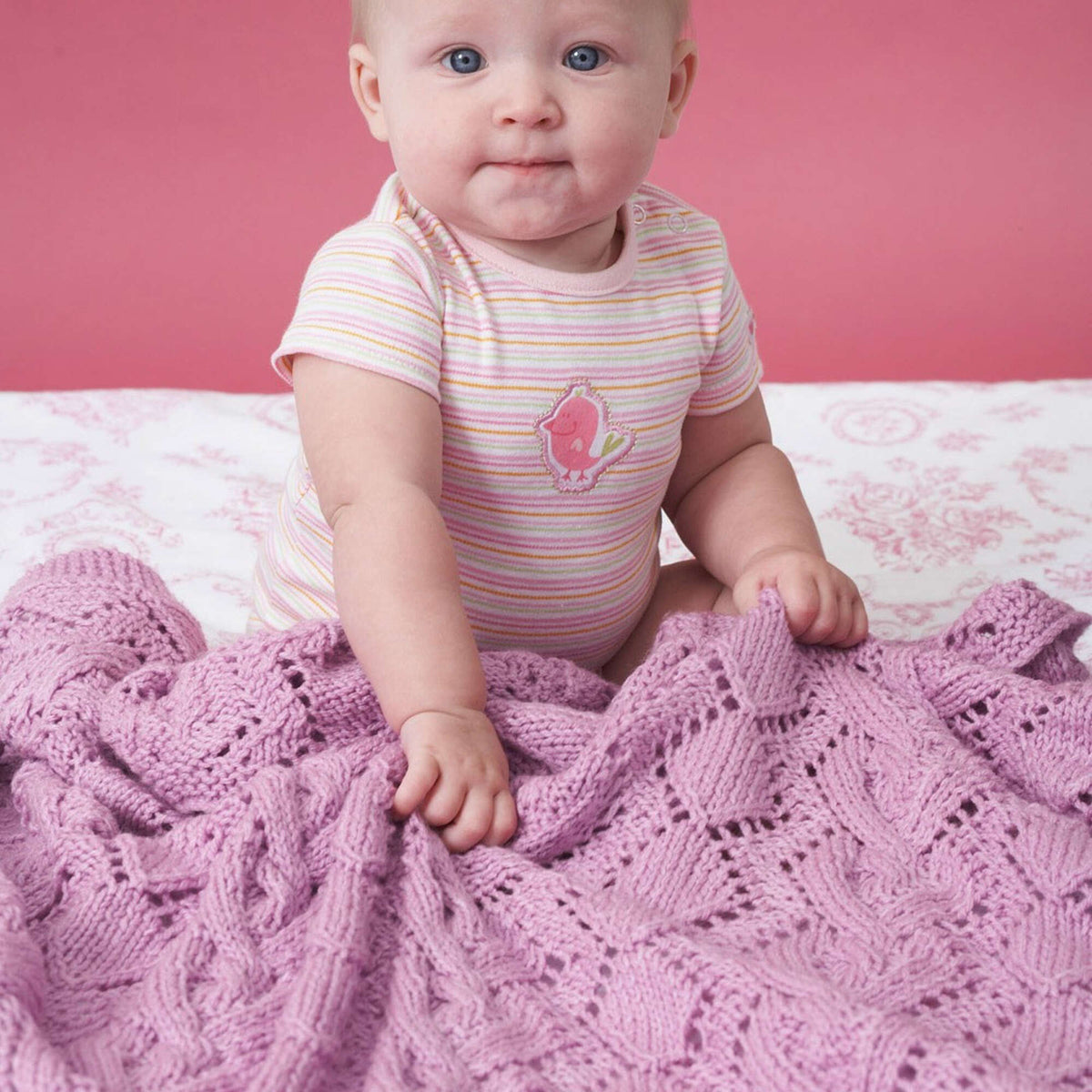 Knit Blanket made in Bernat Baby Sport yarn