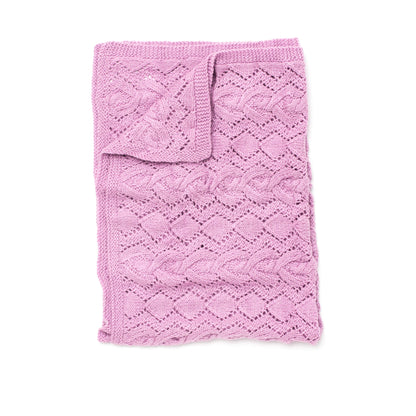 Bernat Cable And Lace Knit Blanket Knit Blanket made in Bernat Baby Sport yarn