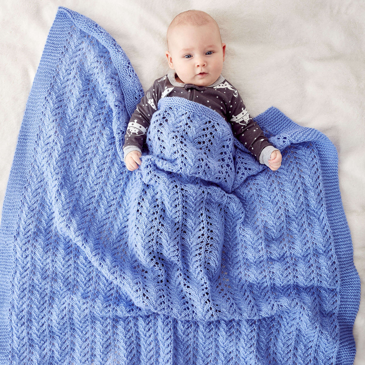 Knit Blanket made in Bernat Baby Sport yarn
