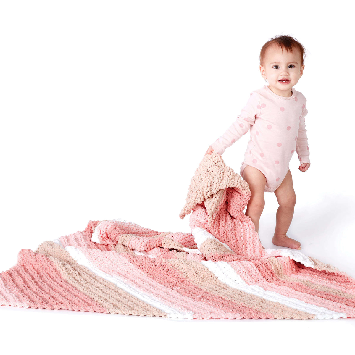 Knit Blanket made in Bernat Baby Blanket yarn