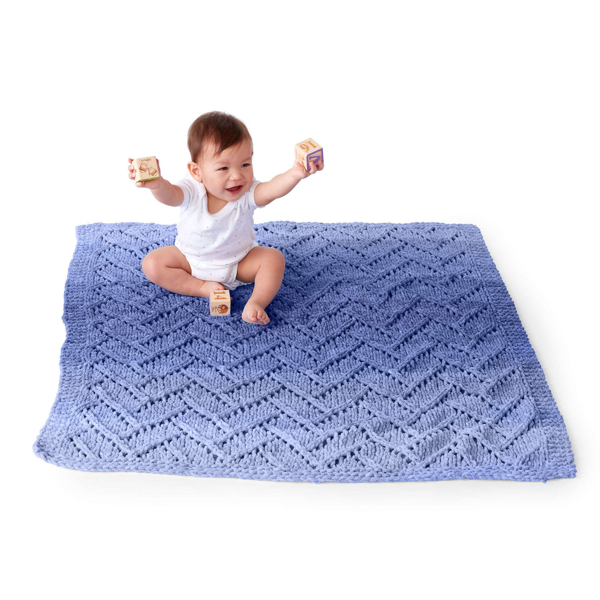 Knit Blanket made in Bernat Baby Blanket yarn