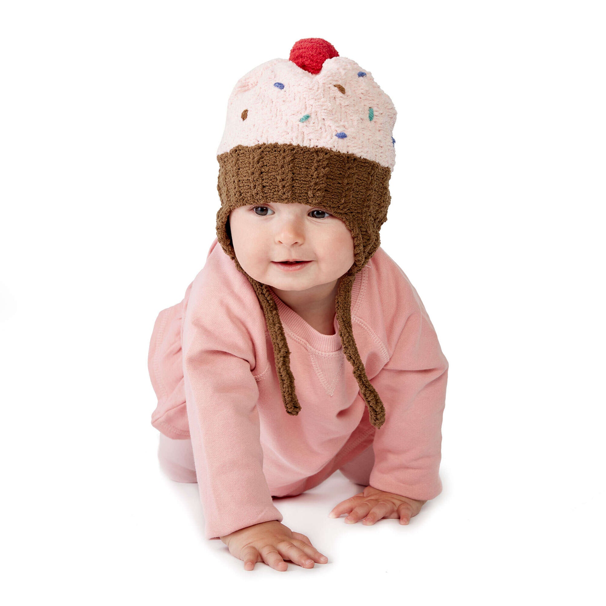 Free Bernat Red Velvet Knit Cupcake Hat Pattern