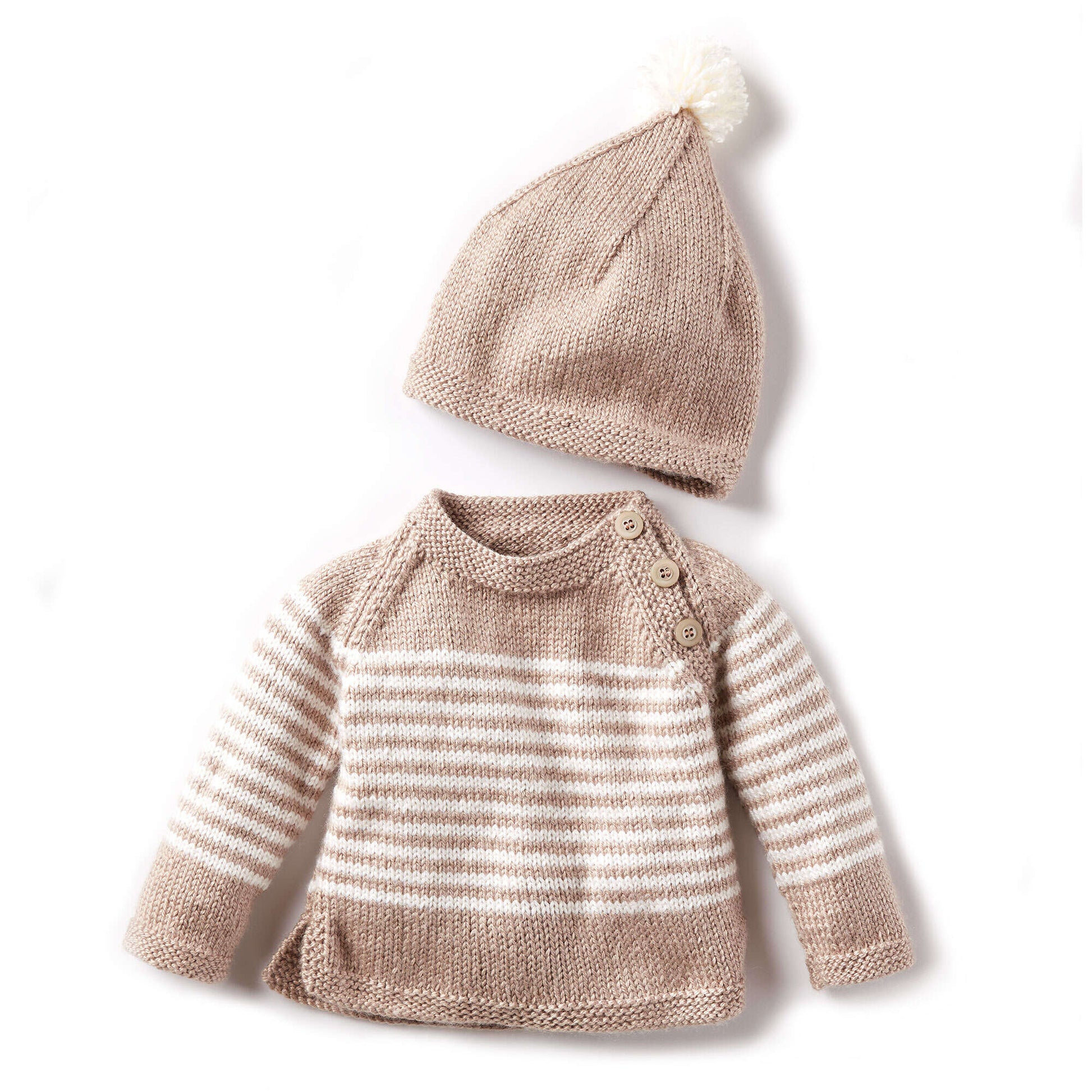 Free Bernat Wee Stripes Knit Pullover And Hat Pattern