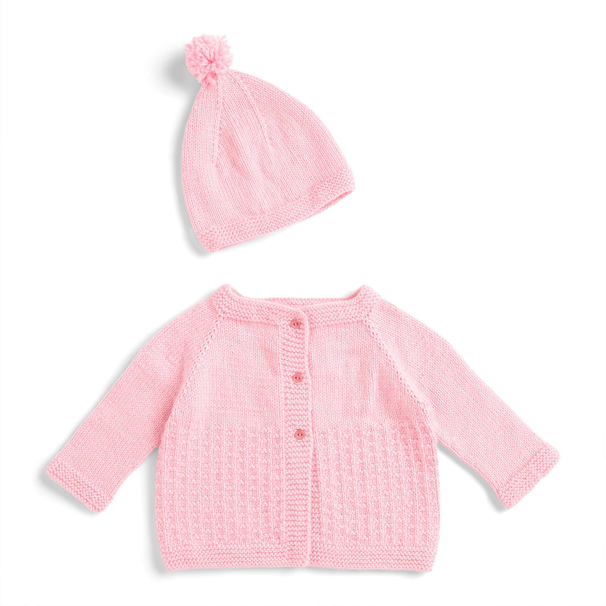 Free Bernat Knit Yoke Baby Cardigan & Hat Pattern
