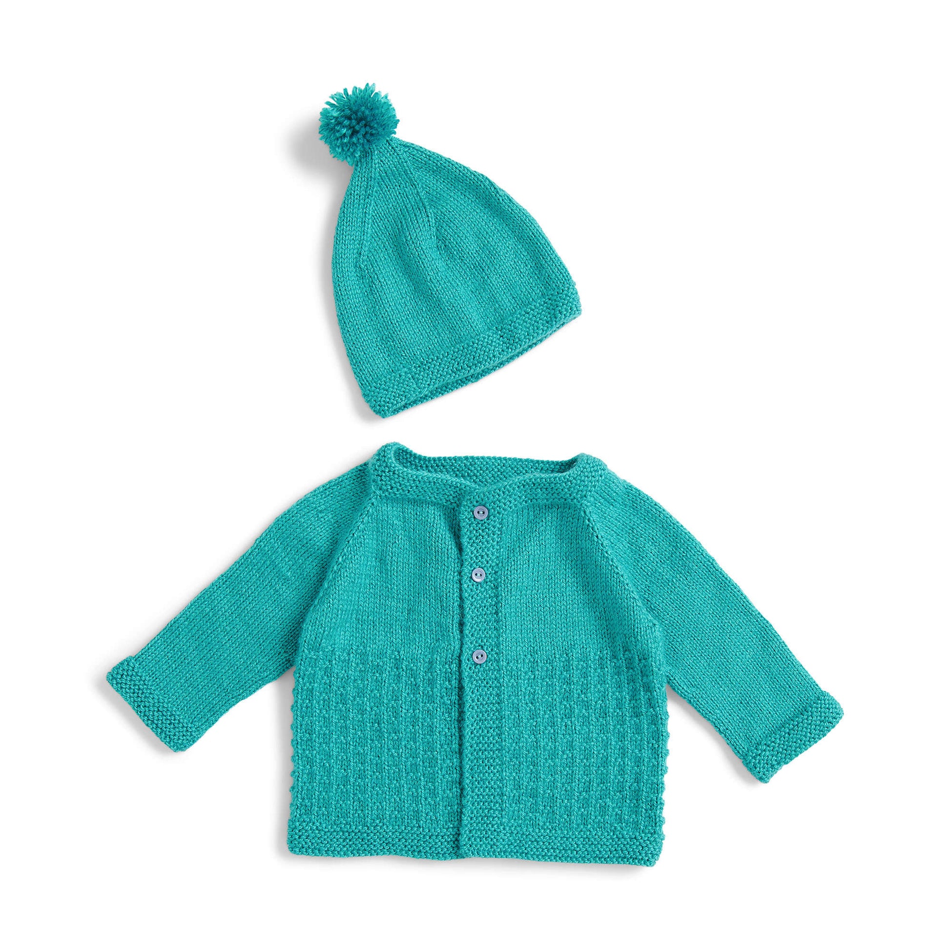Free Bernat Knit Yoke Baby Cardigan & Hat Pattern